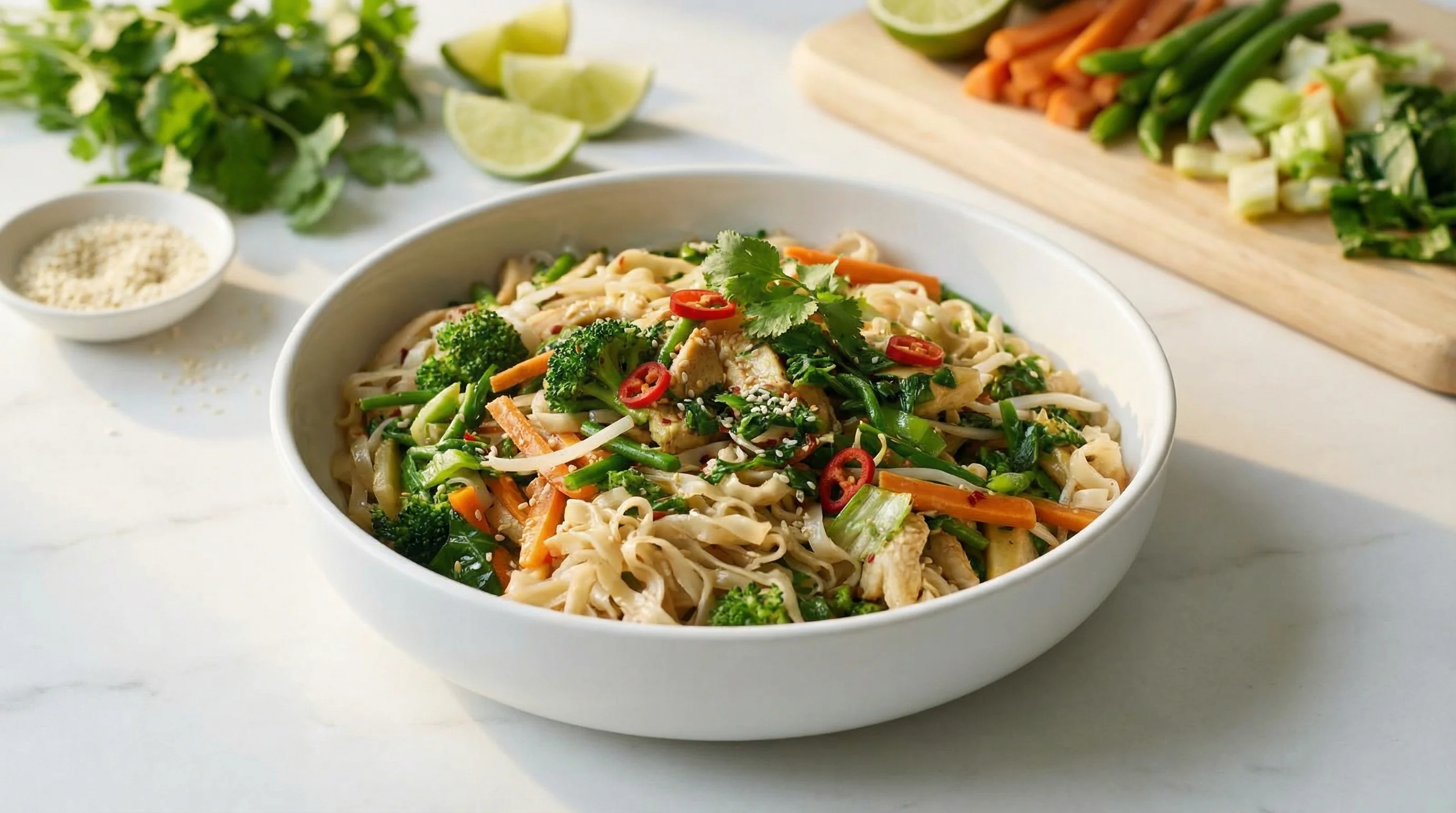 Quick Chicken Satay Noodle Bowl (Low FODMAP) - Low FODMAP Recipe