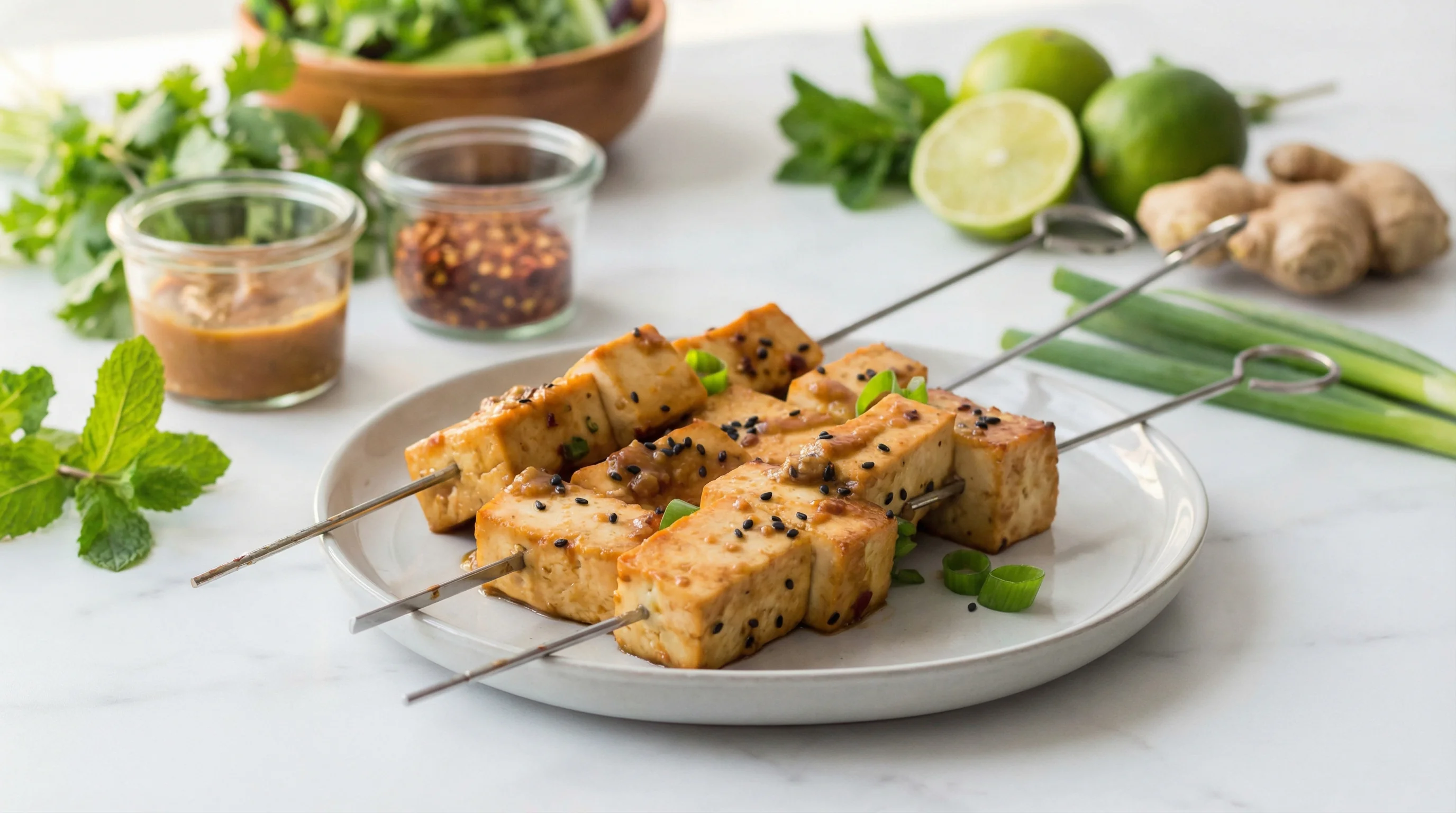 Low FODMAP Miso-Glazed Tofu Skewers with Chili - Low FODMAP Recipe